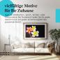 Preview: Stylisches Leinwandbild: Exotische Frangipani-Blüten auf schwarzem Hintergrund.